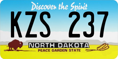 ND license plate KZS237