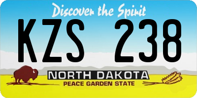 ND license plate KZS238