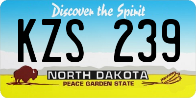 ND license plate KZS239