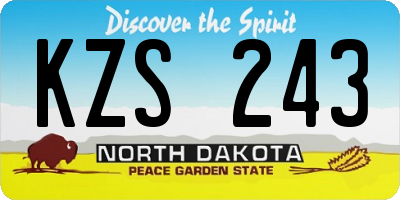 ND license plate KZS243