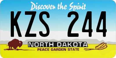 ND license plate KZS244