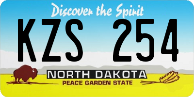 ND license plate KZS254