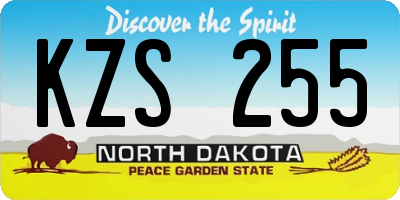 ND license plate KZS255