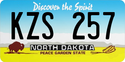 ND license plate KZS257