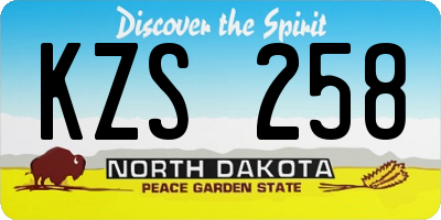 ND license plate KZS258