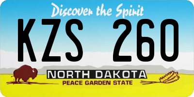ND license plate KZS260