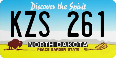 ND license plate KZS261