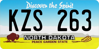 ND license plate KZS263