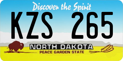 ND license plate KZS265