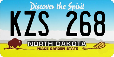 ND license plate KZS268