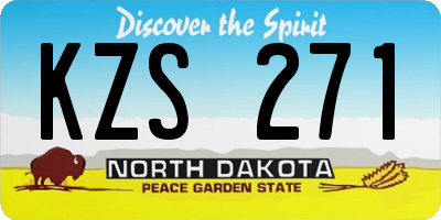 ND license plate KZS271