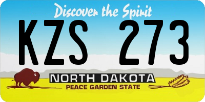 ND license plate KZS273