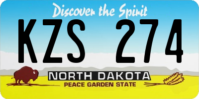 ND license plate KZS274