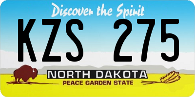 ND license plate KZS275