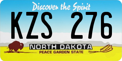 ND license plate KZS276