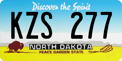 ND license plate KZS277