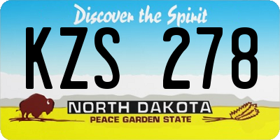 ND license plate KZS278