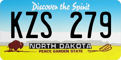 ND license plate KZS279