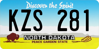 ND license plate KZS281