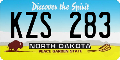 ND license plate KZS283