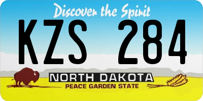 ND license plate KZS284