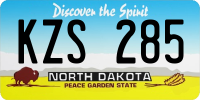 ND license plate KZS285