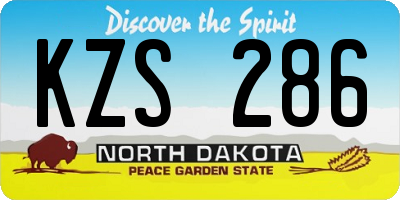 ND license plate KZS286