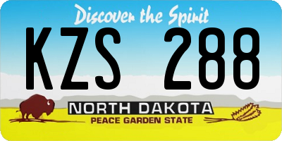 ND license plate KZS288