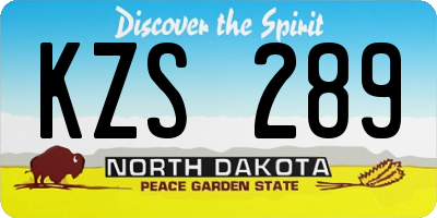 ND license plate KZS289