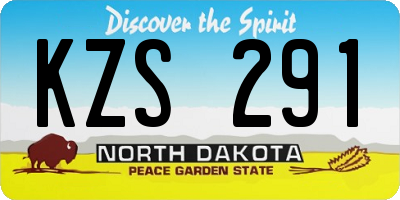 ND license plate KZS291