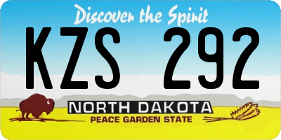 ND license plate KZS292