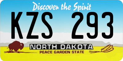 ND license plate KZS293