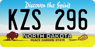 ND license plate KZS296