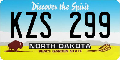 ND license plate KZS299