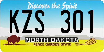 ND license plate KZS301