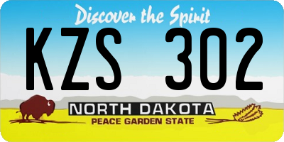 ND license plate KZS302
