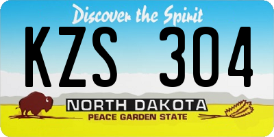 ND license plate KZS304