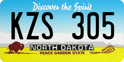 ND license plate KZS305