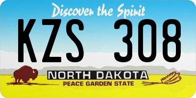 ND license plate KZS308