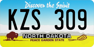 ND license plate KZS309