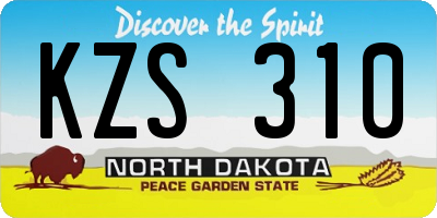 ND license plate KZS310