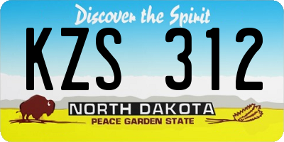 ND license plate KZS312
