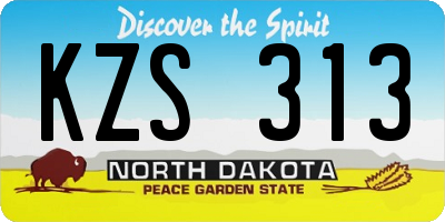ND license plate KZS313