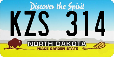 ND license plate KZS314