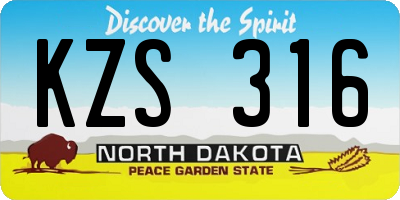 ND license plate KZS316