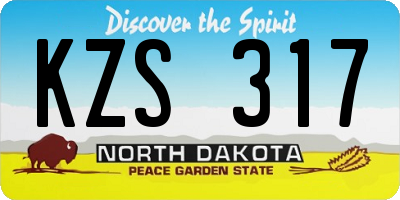 ND license plate KZS317