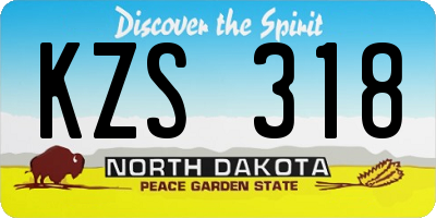 ND license plate KZS318