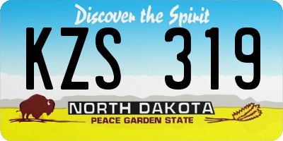 ND license plate KZS319