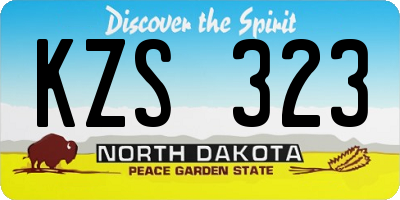 ND license plate KZS323
