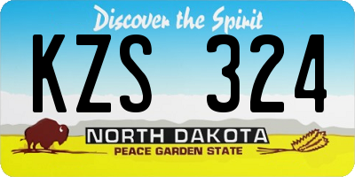 ND license plate KZS324